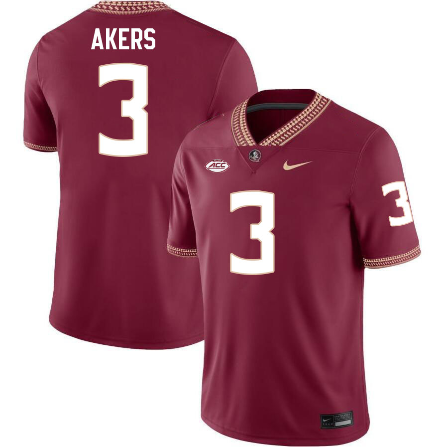 #3 Cam Akers Florida State Seminoles Jerseys Football Stitched-Maroon - Click Image to Close